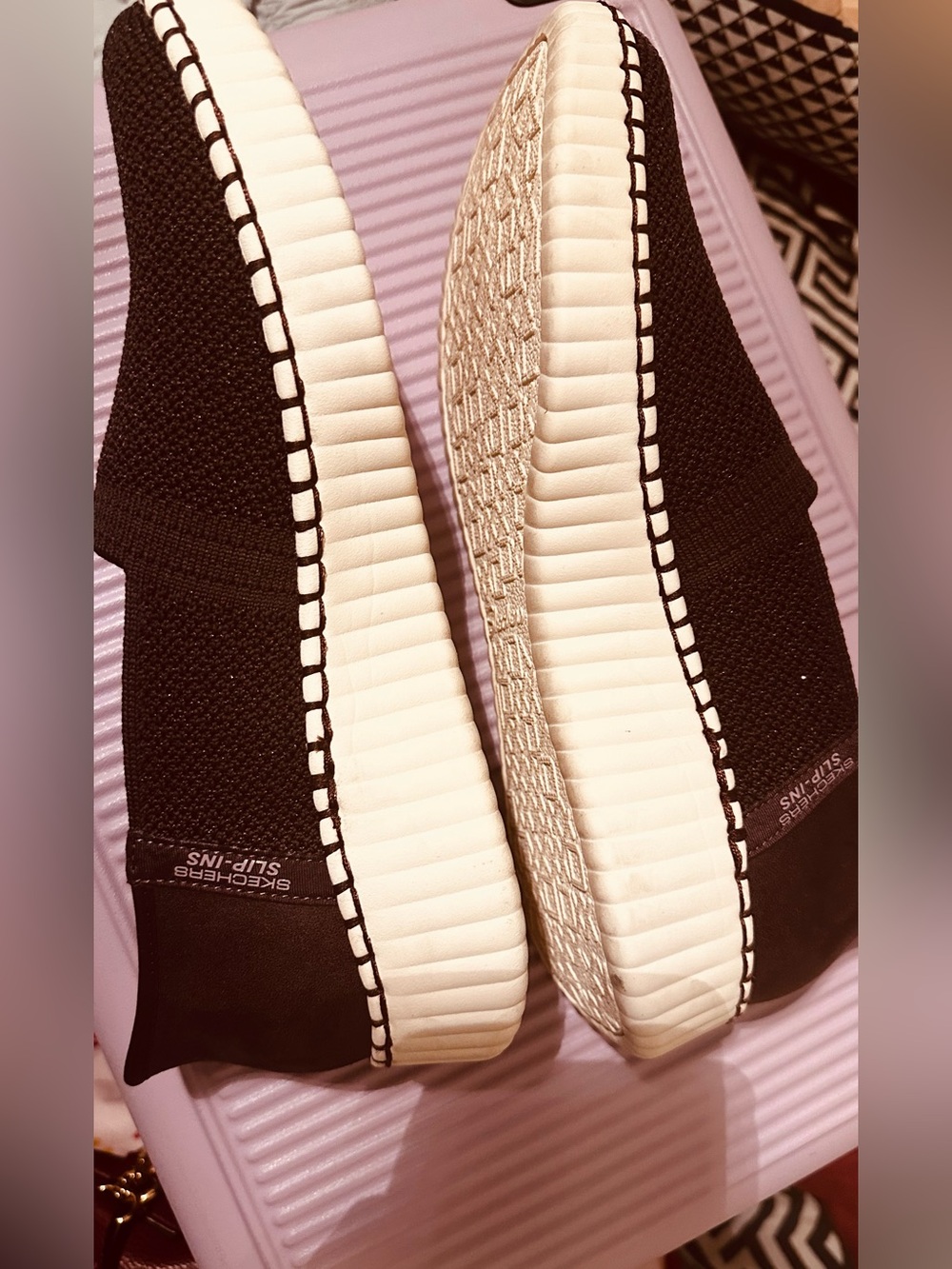 Womens Slip-On Knit Sneakers in dark burgundy colour - Picture 3 of 3